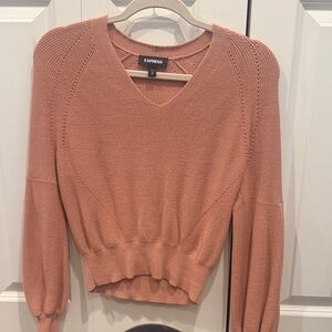 Express Women's V-Neck Sweater in Peach
